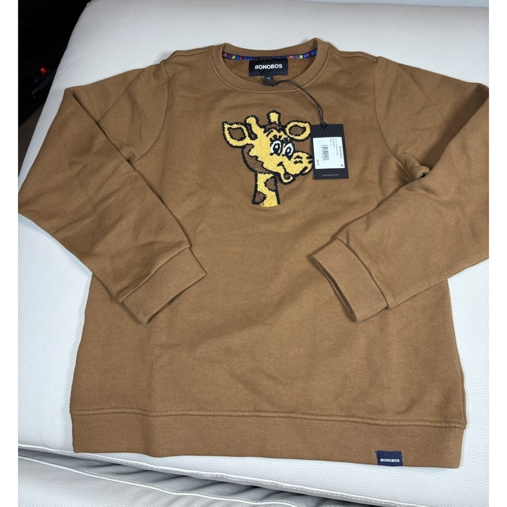 Bonobos Kids Geoffrey Long Sleeve Crewneck Graphic Sweatshirt Size 12 Brown NWT